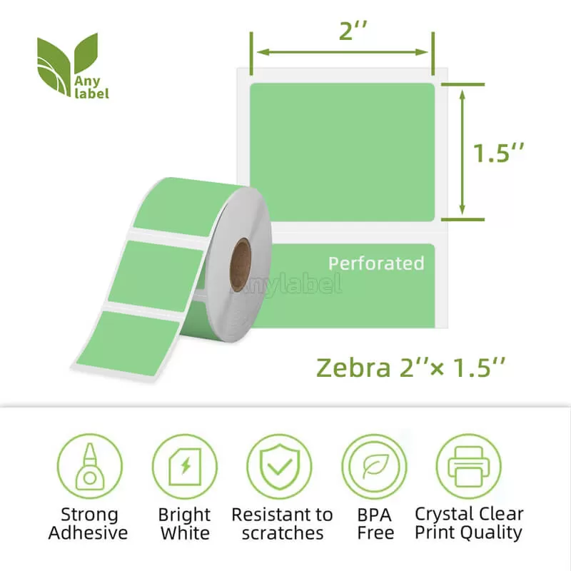 zebra 2 x 1 5 green direct thermal shipping labels company
