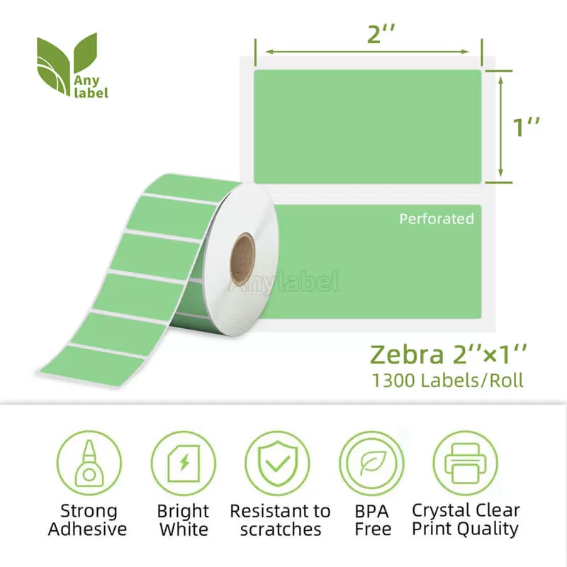 zebra 2 x 1 green direct thermal shipping labels company