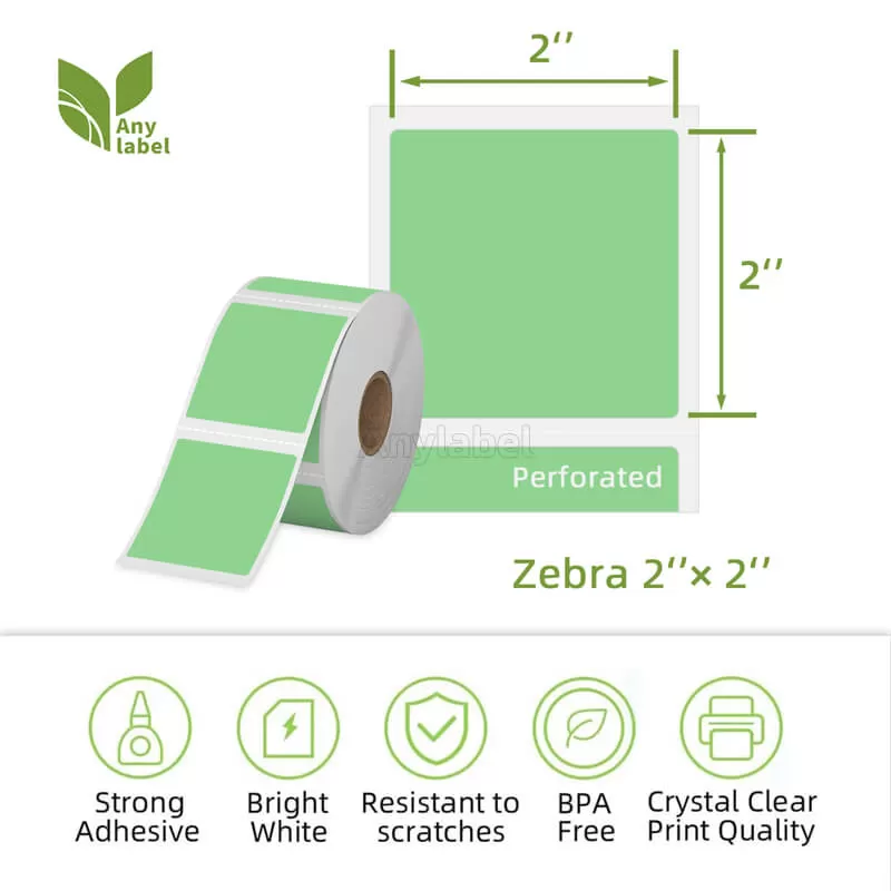 zebra 2 x 2 green direct thermal shipping labels company
