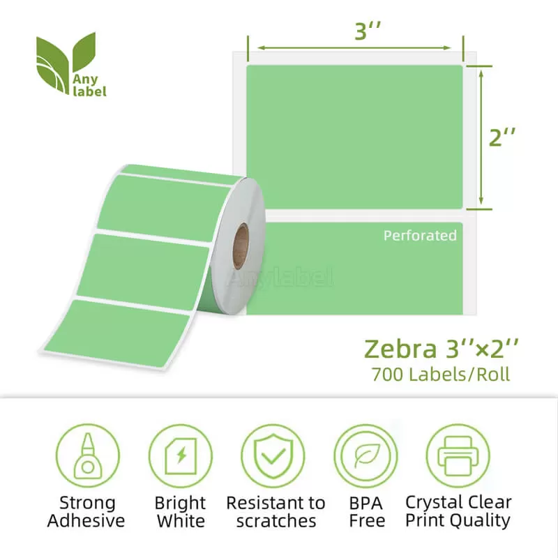 zebra 3 x 2 green direct thermal shipping labels company