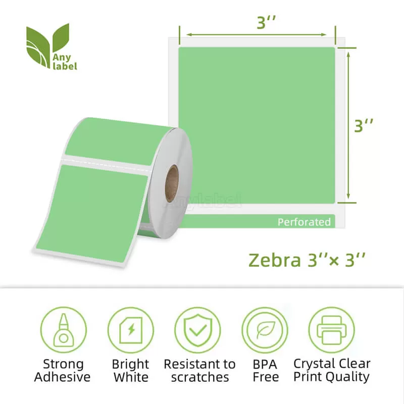 zebra 3 x 3 green direct thermal shipping labels company