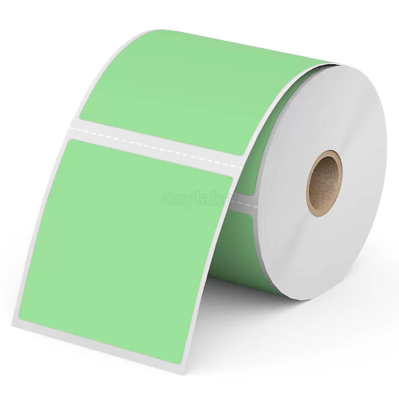 Zebra 3'' x 3'' Green Direct Thermal Shipping Labels