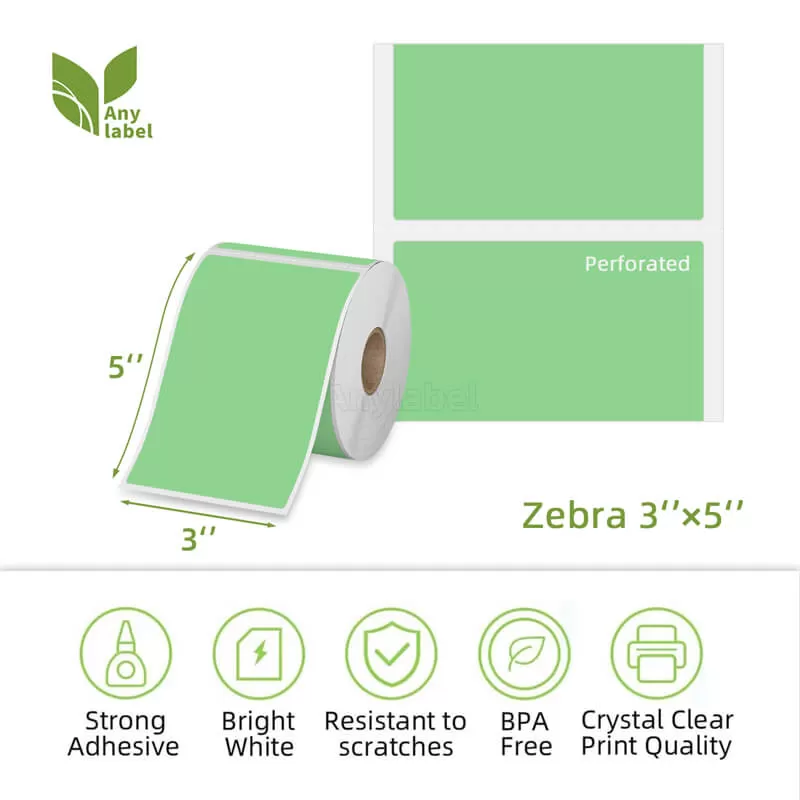 zebra 3 x 5 green direct thermal shipping labels company