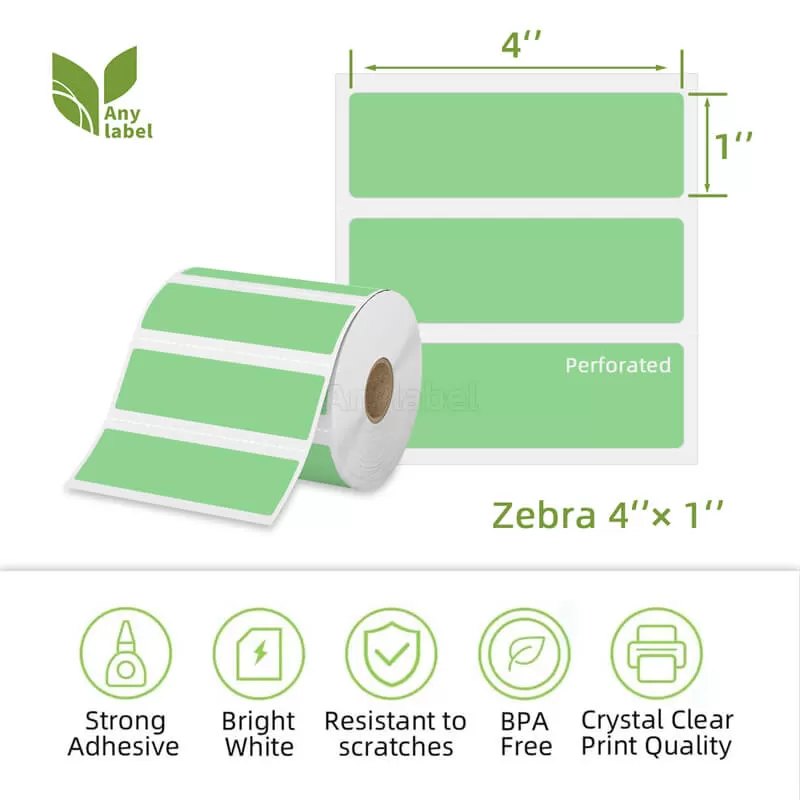 zebra 4 x 1 green direct thermal shipping labels company