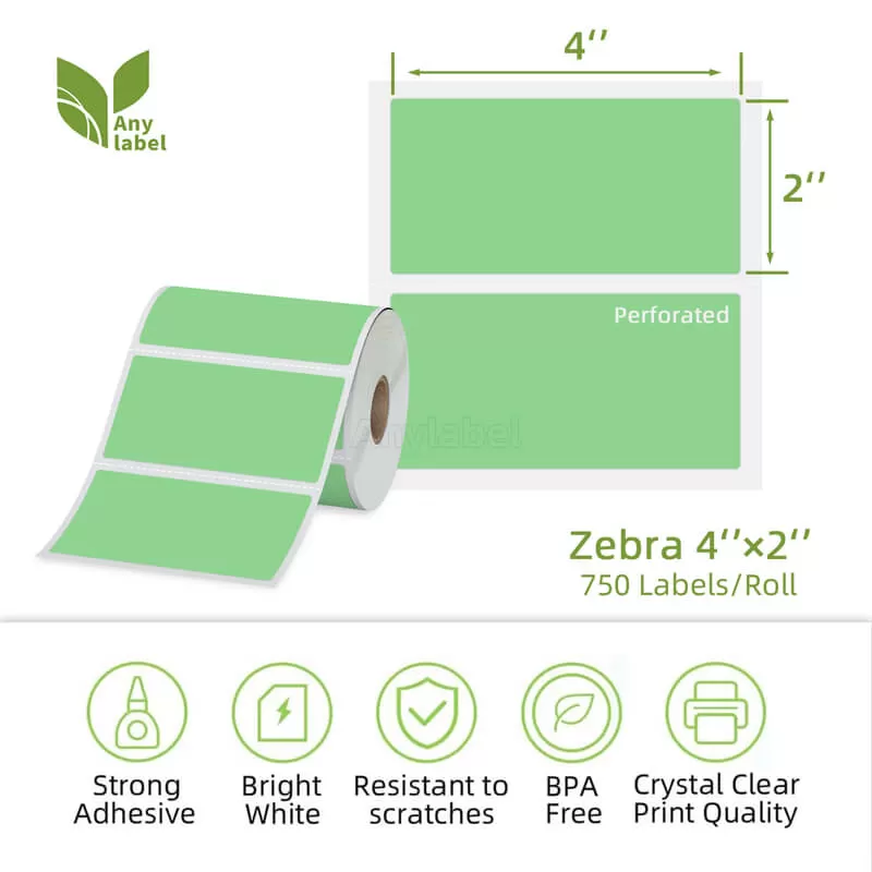 zebra 4 x 2 green direct thermal shipping labels company