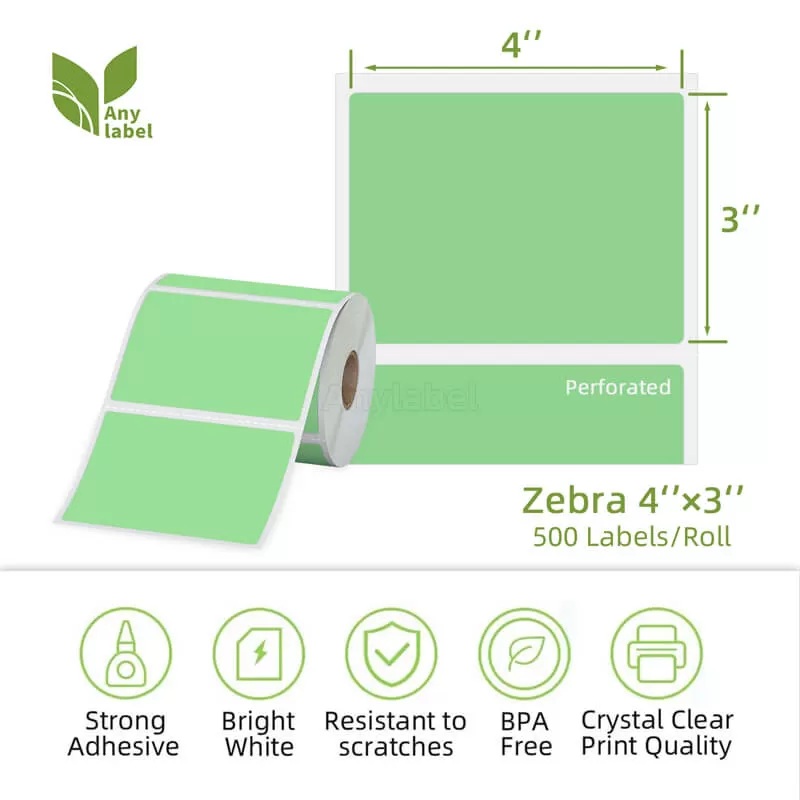zebra 4 x 3 green direct thermal shipping labels company