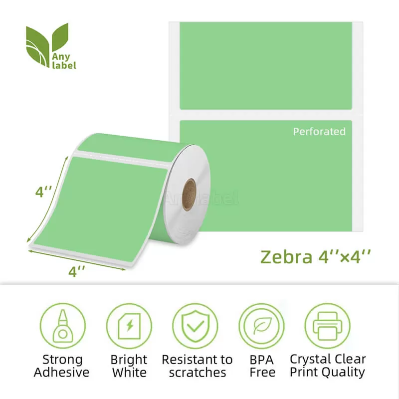 zebra 4 x 4 green direct thermal shipping labels company
