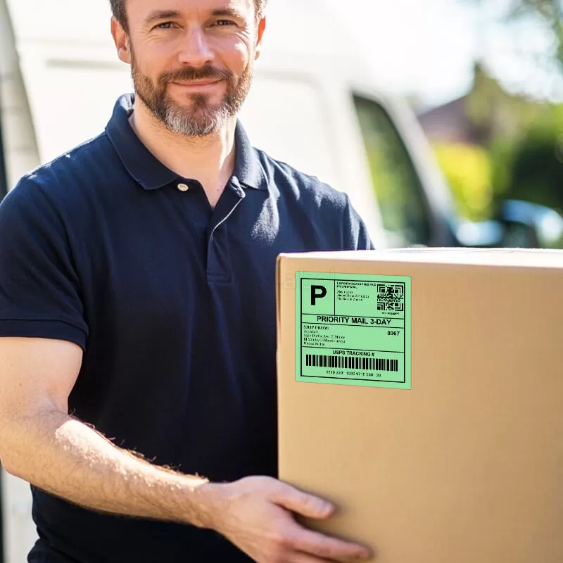 zebra 4 x 4 green direct thermal shipping labels supplier