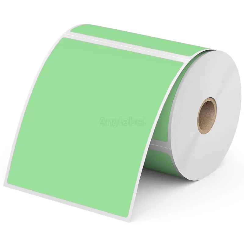 Zebra 4'' x 5'' Green Direct Thermal Shipping Labels