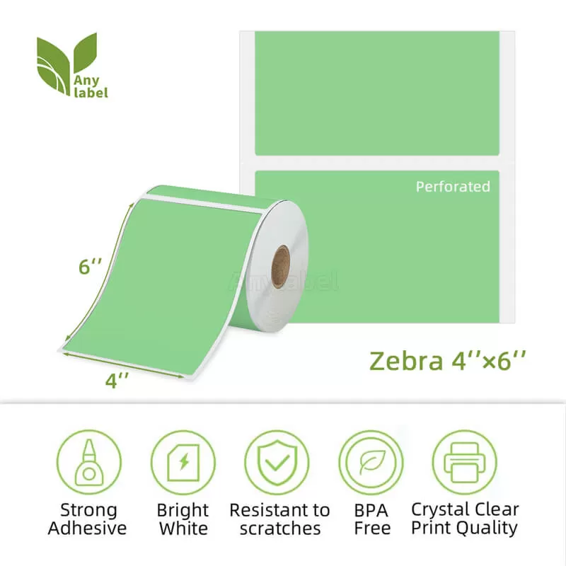 zebra 4 x 6 green direct thermal shipping labels company